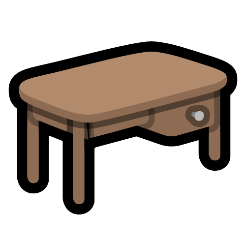 A simple wooden desk without a draw